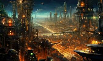 nuit ville futuriste rue paysage ville mystique affiche extraterrestre steampunk fond d'écran fantastique photo