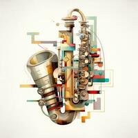 saxophone abstrait illustration tatouage industriel affiche art géométrique vecteur steampunk photo