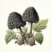 champignons détaillé aquarelle La peinture fruit légume clipart botanique réaliste illustration photo