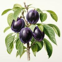 prune détaillé aquarelle La peinture fruit légume clipart botanique réaliste illustration photo