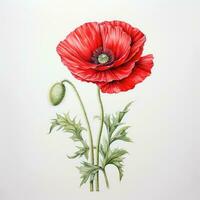 coquelicot détaillé aquarelle La peinture fruit légume clipart botanique réaliste illustration photo