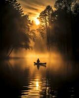 méditation canotage kayak l'eau silence liberté paysage paisible Matin aviron isolé photo