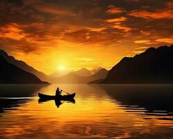 méditation canotage kayak l'eau silence liberté paysage paisible Matin aviron isolé photo