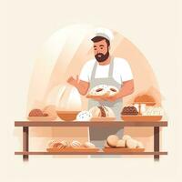 confiseur boulanger plat vecteur clipart illustration site Internet style profession emploi isolé travail photo