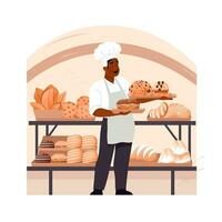 confiseur boulanger plat vecteur clipart illustration site Internet style profession emploi isolé travail photo