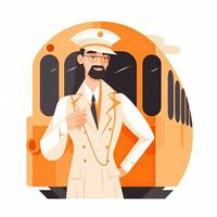 train chauffeur plat vecteur clipart illustration site Internet style profession emploi isolé collection photo