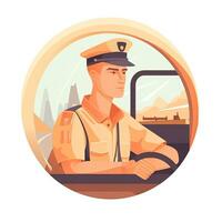 train chauffeur plat vecteur clipart illustration site Internet style profession emploi isolé collection photo