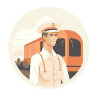 train chauffeur plat vecteur clipart illustration site Internet style profession emploi isolé collection photo