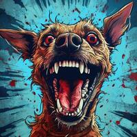 fou aboiement chien furieux furieux portrait expressif illustration ouvrages d'art pétrole peint esquisser tatouage photo