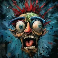 fou zombi furieux furieux portrait expressif illustration ouvrages d'art pétrole peint esquisser tatouage photo