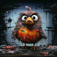 en colère oiseau furieux furieux portrait expressif illustration ouvrages d'art pétrole peint portrait esquisser tatouage photo
