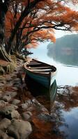 bateau Lac l'automne tranquillité la grâce paysage Zen harmonie du repos calme unité harmonie la photographie photo