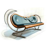 banc rétro futuriste meubles esquisser illustration main dessin référence designer idée photo