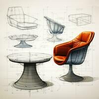 carlton maison table rétro futuriste meubles esquisser illustration main dessin référence designer photo