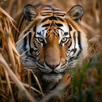 tigre caché prédateur la photographie herbe nationale géographique style 35mm documentaire fond d'écran photo