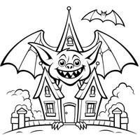 chauve souris vampire Facile les enfants coloration page Halloween mignonne blanc Contexte livre isolé audacieux photo