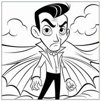 dracula vampire Facile les enfants coloration page Halloween mignonne blanc Contexte livre isolé audacieux photo