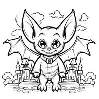 chauve souris vampire Facile les enfants coloration page Halloween mignonne blanc Contexte livre isolé audacieux photo