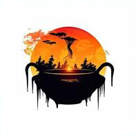 chaudron Halloween clipart illustration vecteur T-shirt conception autocollant Couper album Orange tatouage photo