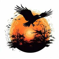 corbeau Halloween clipart illustration vecteur T-shirt conception autocollant Couper album Orange tatouage photo