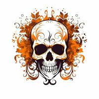 zombi crâne Halloween clipart illustration vecteur T-shirt conception autocollant Couper album tatouage photo