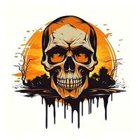 zombi crâne Halloween clipart illustration vecteur T-shirt conception autocollant Couper album tatouage photo