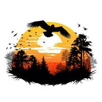 corbeau Halloween clipart illustration vecteur T-shirt conception autocollant Couper album Orange tatouage photo