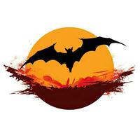 chauve souris lune Halloween clipart illustration vecteur T-shirt conception autocollant Couper album Orange tatouage photo