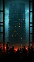 sombre soviétique bâtiments Russie dépressif confort fond d'écran téléphone intelligent photo façade nuit lumières