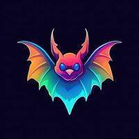 chauve souris néon icône logo Halloween mignonne effrayant brillant illustration tatouage isolé vecteur photo