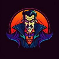 vampire dracula néon icône logo Halloween mignonne effrayant brillant illustration tatouage isolé vecteur photo