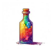 numérique bouteille rétro ancien 8 bits pixel clipart autocollant logo illustration vecteur isolé art photo