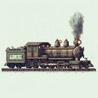 vapeur train rétro ancien 8 bits pixel clipart autocollant logo illustration vecteur isolé numérique photo