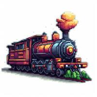 vapeur train rétro ancien 8 bits pixel clipart autocollant logo illustration vecteur isolé numérique photo