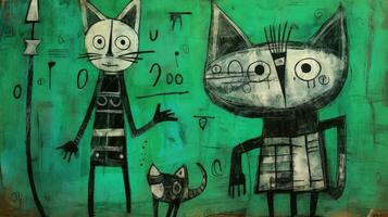 chats expressif les enfants animal illustration La peinture album main tiré ouvrages d'art mignonne dessin animé photo