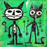 chats expressif les enfants animal illustration La peinture album main tiré ouvrages d'art mignonne dessin animé photo