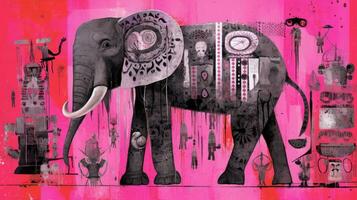 l'éléphant expressif les enfants animal illustration La peinture album tiré ouvrages d'art mignonne dessin animé photo