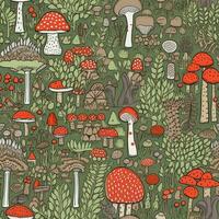 champignons pastel sans couture Contexte album flanelle textile impression illustration modèle photo