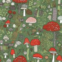 champignons pastel sans couture Contexte album flanelle textile impression illustration modèle photo