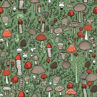 champignons pastel sans couture Contexte album flanelle textile impression illustration modèle photo