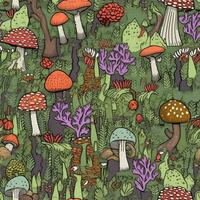 champignons pastel sans couture Contexte album flanelle textile impression illustration modèle photo