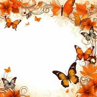 papillon floral Cadre salutation carte scrapbooking aquarelle doux illustration frontière mariage photo