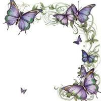 papillon floral Cadre salutation carte scrapbooking aquarelle doux illustration frontière mariage photo