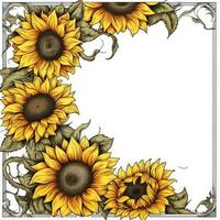 tournesol Cadre salutation carte scrapbooking aquarelle doux illustration frontière mariage photo