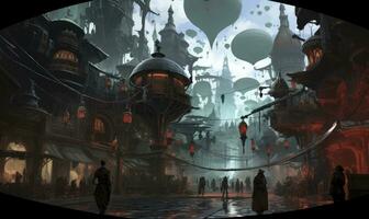 fantômepunk paysage ville mystique affiche extraterrestre steampunk fond d'écran fantastique film photo