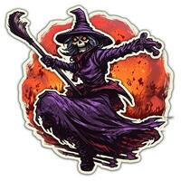 sorcière fou tatouage autocollant illustration Halloween effrayant terrifiant horreur fou diable photo