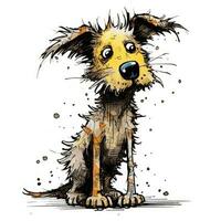 chien chiot esquisser caricature accident vasculaire cérébral griffonnage illustration vecteur main tiré fou mascotte clipart photo