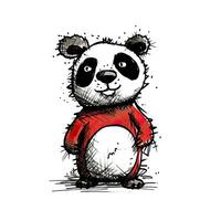 fou Panda esquisser caricature accident vasculaire cérébral griffonnage illustration vecteur main tiré mascotte clipart photo