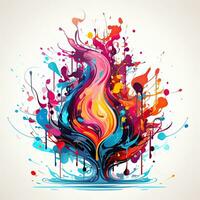 flamme Feu arc en ciel espiègle illustration esquisser collage expressif ouvrages d'art clipart La peinture photo