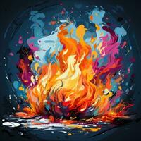 flamme Feu arc en ciel espiègle illustration esquisser collage expressif ouvrages d'art clipart La peinture photo